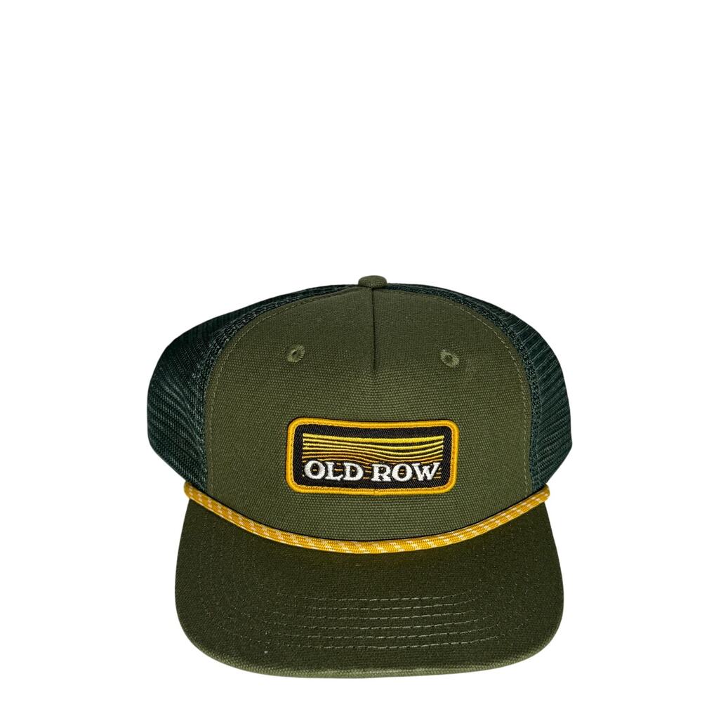 Old Row Olive Green Rope Trucker Snapback Hat Adjustable Cap NWT One Size